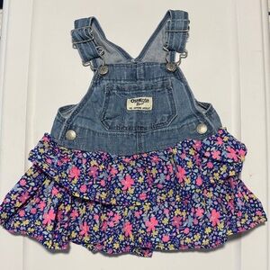 OshKosh B'gosh Denim Floral Ruffle Overalls
